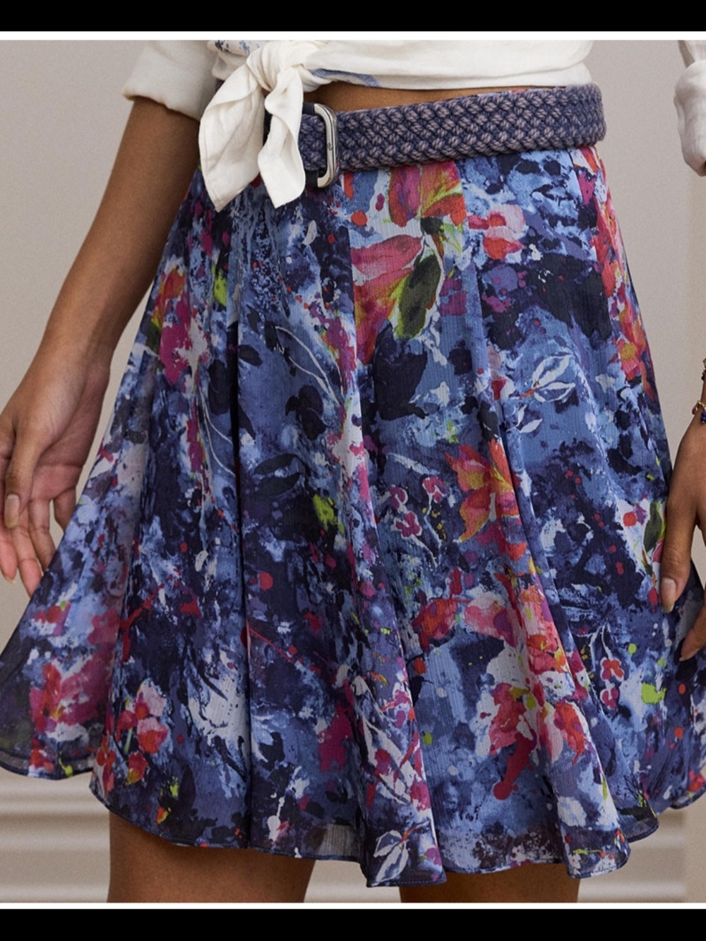 Lauren Ralph Lauren Women's Print Crinkle Georgette Miniskirt NWT Blue Multi #A1
